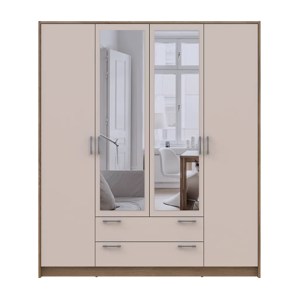 Шафа для одягу Doros Ронді з дзеркалом Дуб Артизан/Кашемір 4ДСП 160х52х195 (80737827) - фото 4