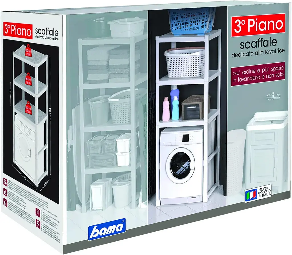 Стелаж пластиковий PIANO 75x60x184h з 3 полицями, білий - фото 6