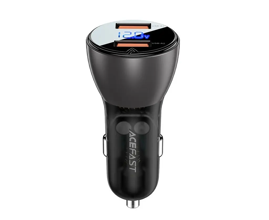 Автомобільний зарядний пристрій Acefast B7 2 USB QC PD 45 W з дисплеєм чорний - фото 4