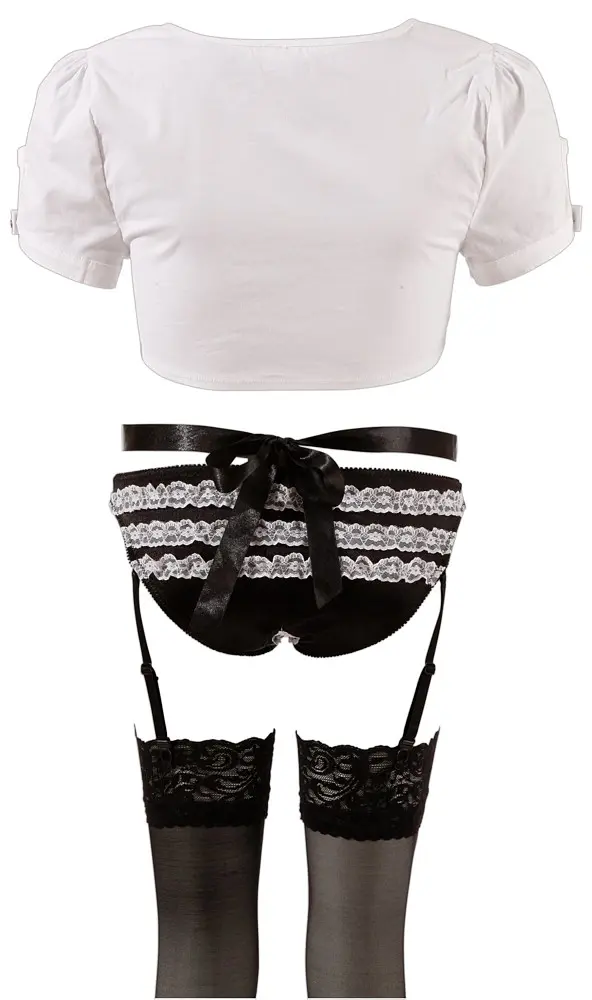 Сексуальний костюм Cottelli Collection Maid Set L чорний з білим - фото 4