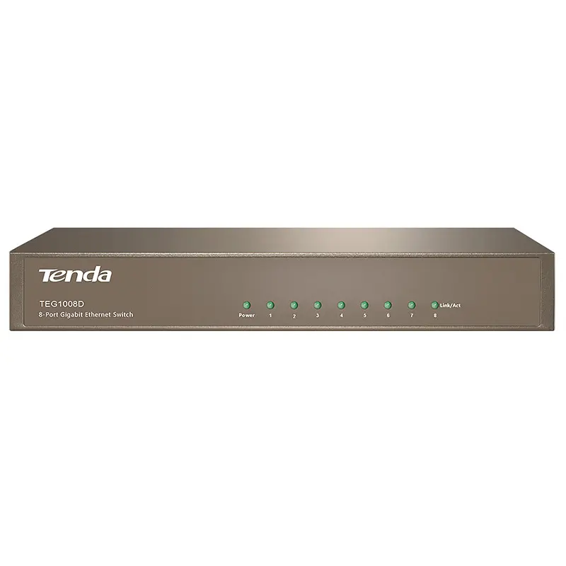 Комутатор TENDA TEG1008D 8port 10/100/1000 BaseTX, desktop, метал - фото 2