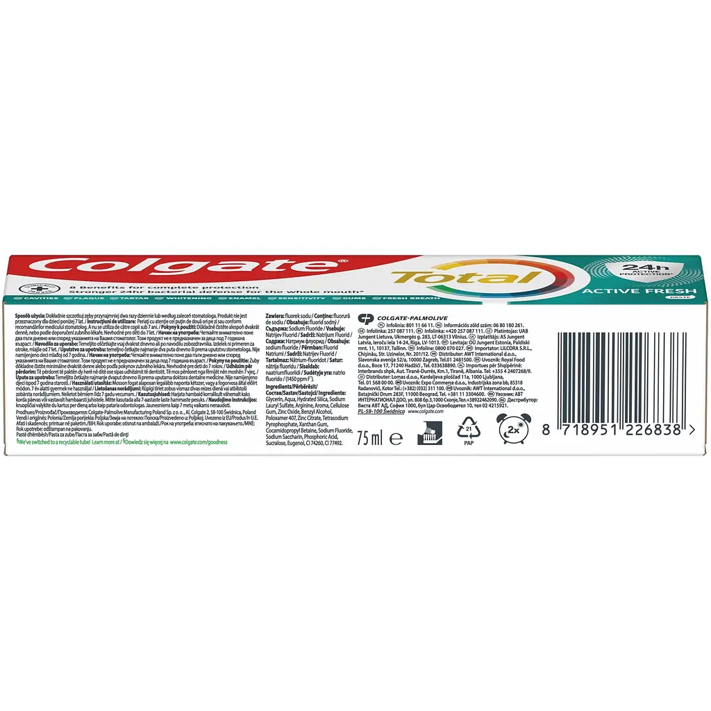 Зубна паста Colgate Total Active Freshness антибактеріальна багатофункціональна 75 мл - фото 2