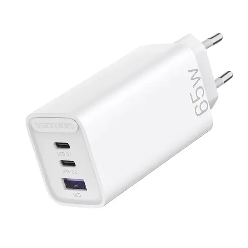 АЗП Vention 3-port USB(C+C+A) GaN Charger(65W/30W/30W) FEDW0-EU - фото 11