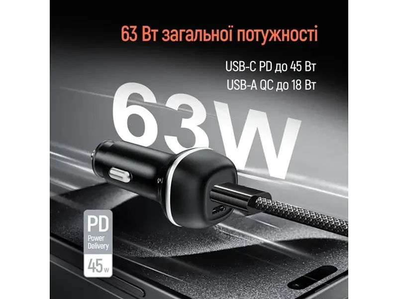 Автомобільний зарядний пристрій ColorWay 63 W Black (CW-CHA067PD-BK) - фото 5