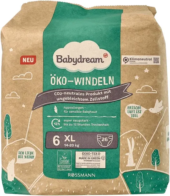 Еко підгузники Babydream 6 XL (14-20 кг) 26 шт
