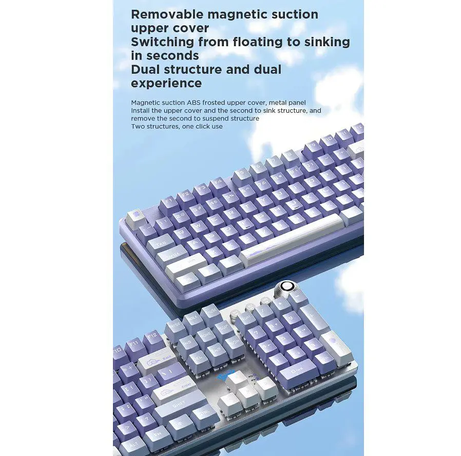 Клавіатура ігрова механічна Aula Mechanical F-2088 PRO Blue-Purple, +10 keys White, KRGD Blue - фото 4