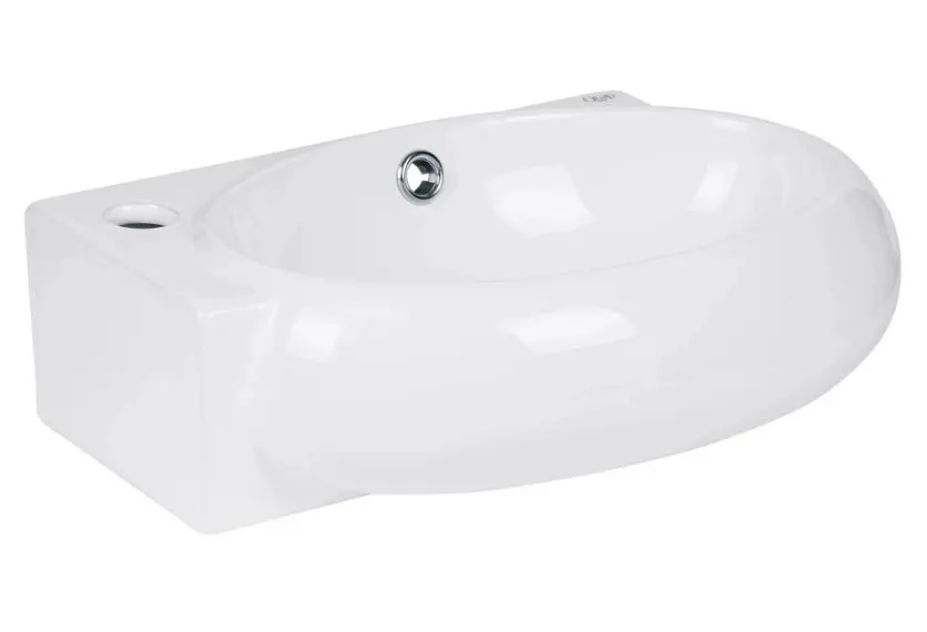Комплект Qtap Leo: Раковина подвесная овальная левая 430x285x160 мм White + Донный клапан PU02O (QT11115011LWN47332) - фото 3