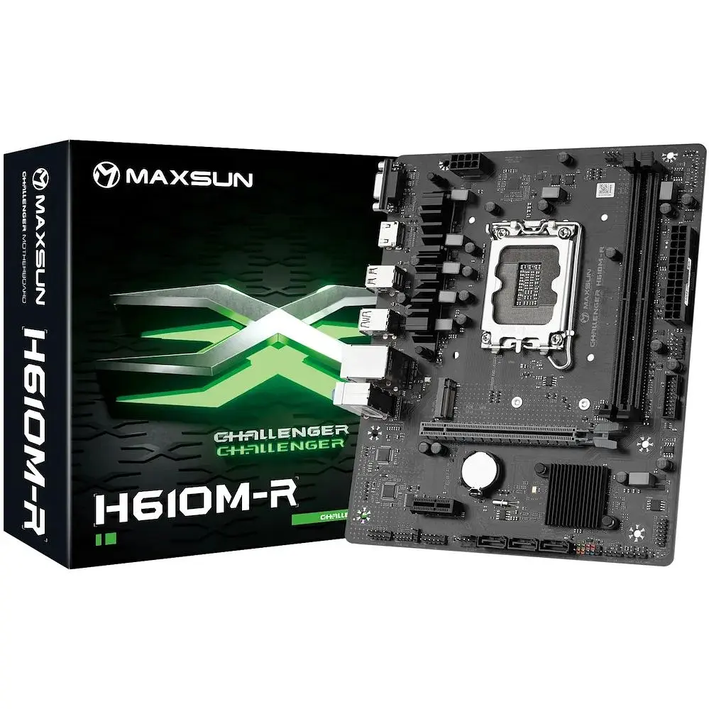 Материнська плата Maxsun LGA1700, Challenger H610M-R V2, H610, 2xDDR4, Int.Video(CPU), 3xSATA3, 1xPCI-E 16x 4.0, 1xPCI-E 1x, M.2 3.0, RTL8111H, 2xUSB3.2/2xUSB2.0, VGA/HDMI, MicroATX (MS-Challenger H610M-R V2) - фото 3