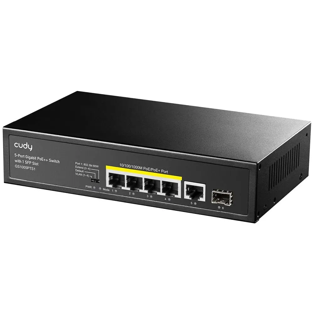 PoE-комутатор 6-портовий некерований Cudy GS1005PTS1 4 порти PoE+ SFP-порт гігабітний 120W (73-00503) - фото 8