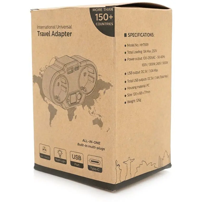 Розетка-измельчитель с заземлением Voltronic HHT-609 White, ночник, USB+Type-C, 3.4 А, зашита от перегрузки - фото 4