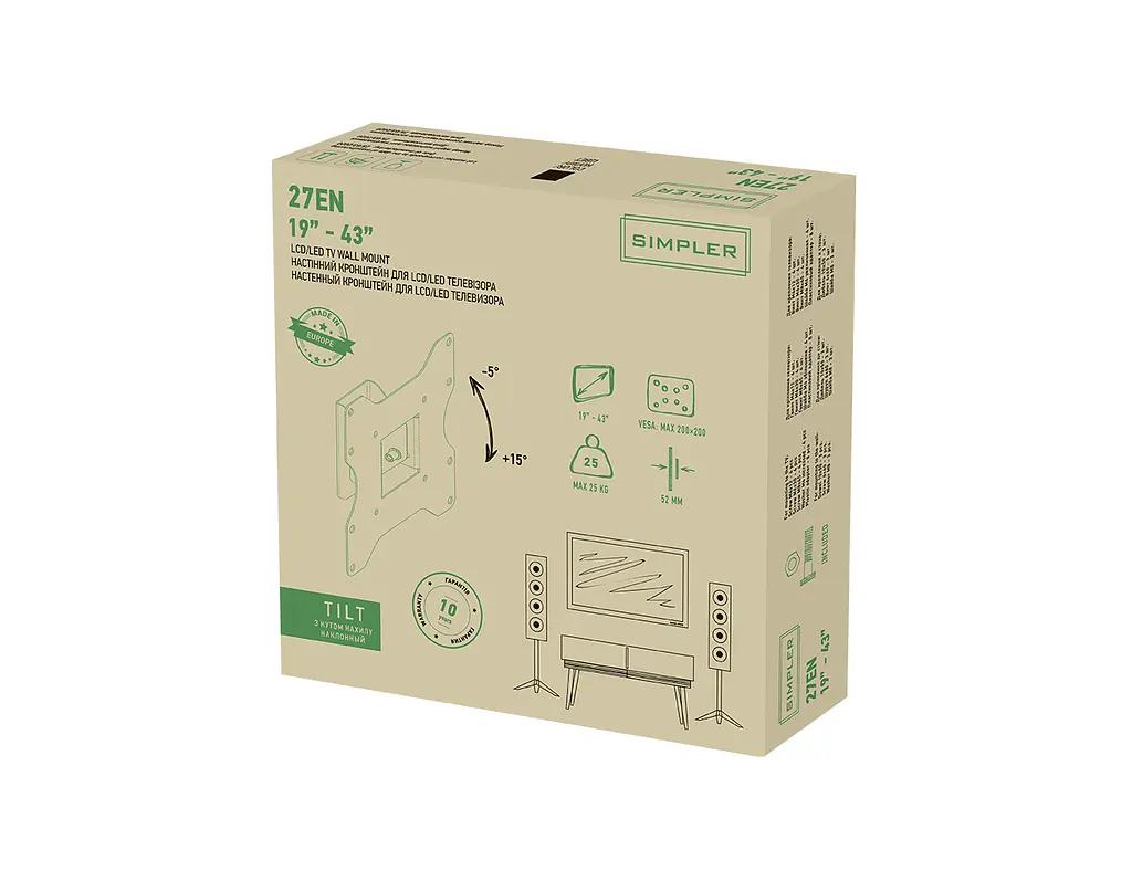 Кріплення ТВ з кутом нахилу Simpler 27EN 19-43 KSL teh0013010 - фото 9