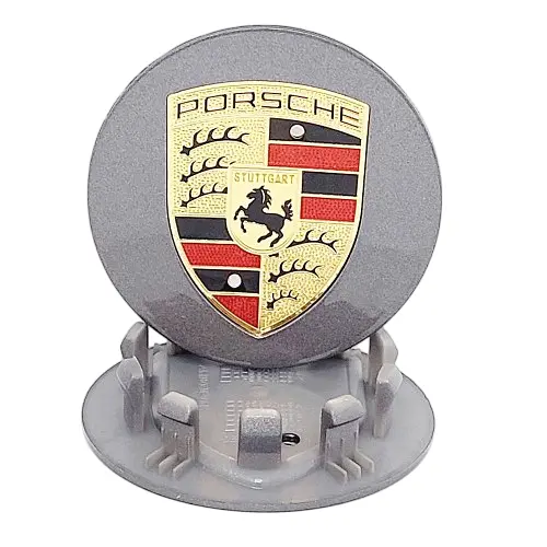 Ковпак колеса Porsche сірий+золотий логотип 76мм 1шт пластик (на клямках) OEM 7L5601149 - фото 2
