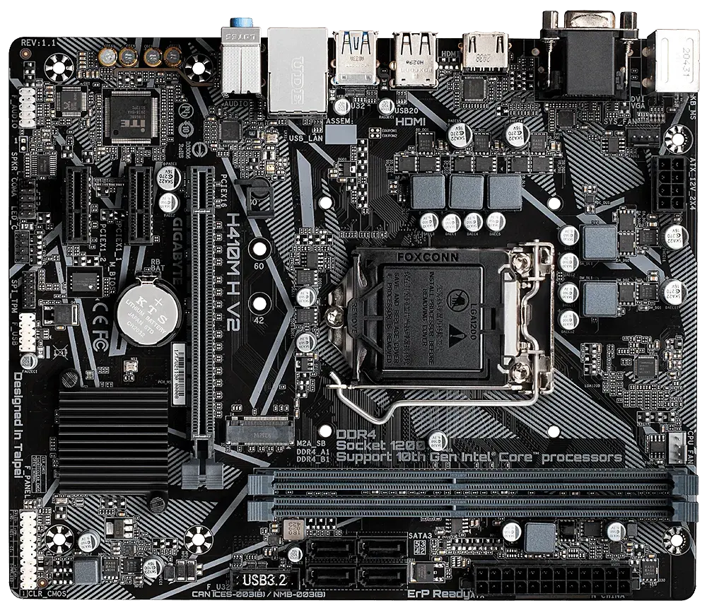 Материнская плата Gigabyte H410M H V2 LGA 1200 (H410M H V2) - фото 2