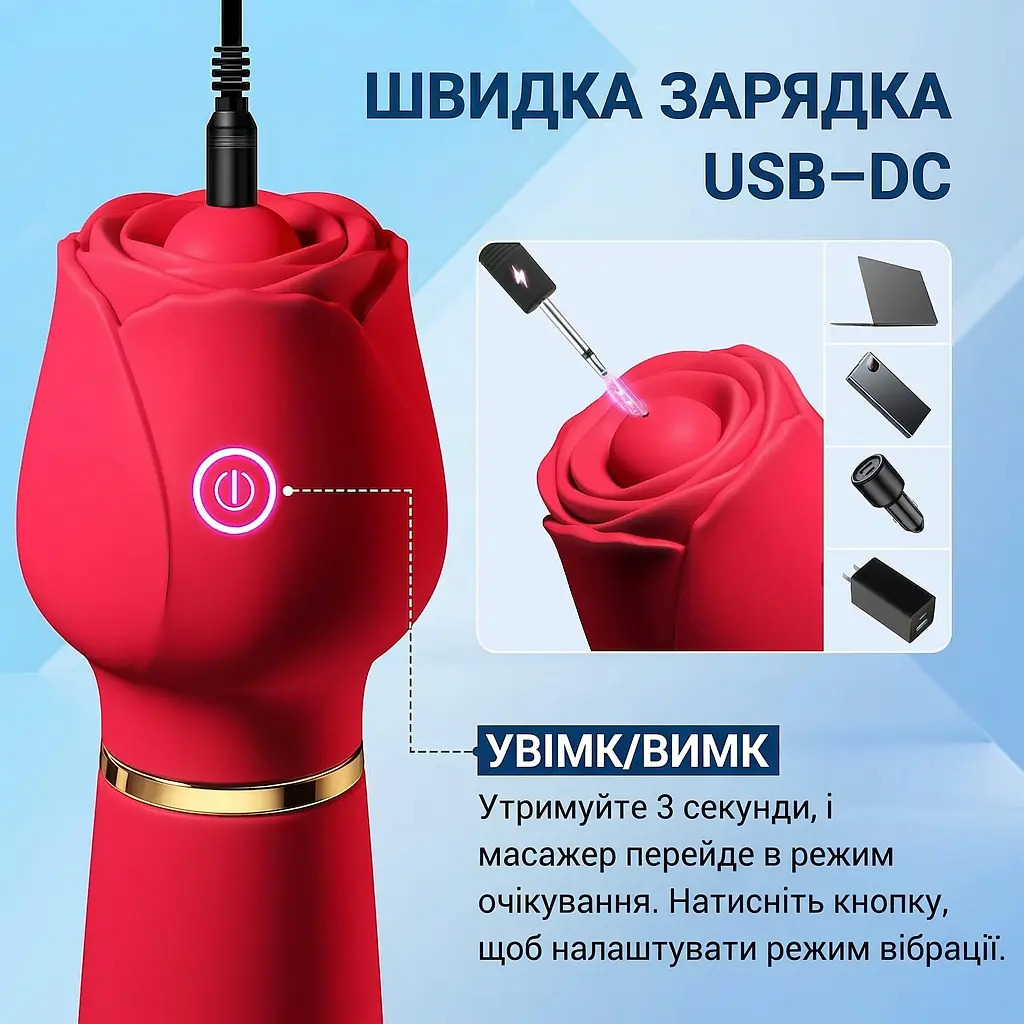 Силіконовий вібратор 2-в-1 з вібро-затискачами для сосків OEM Nipple Clamps 10 режимів Рожевий - фото 4
