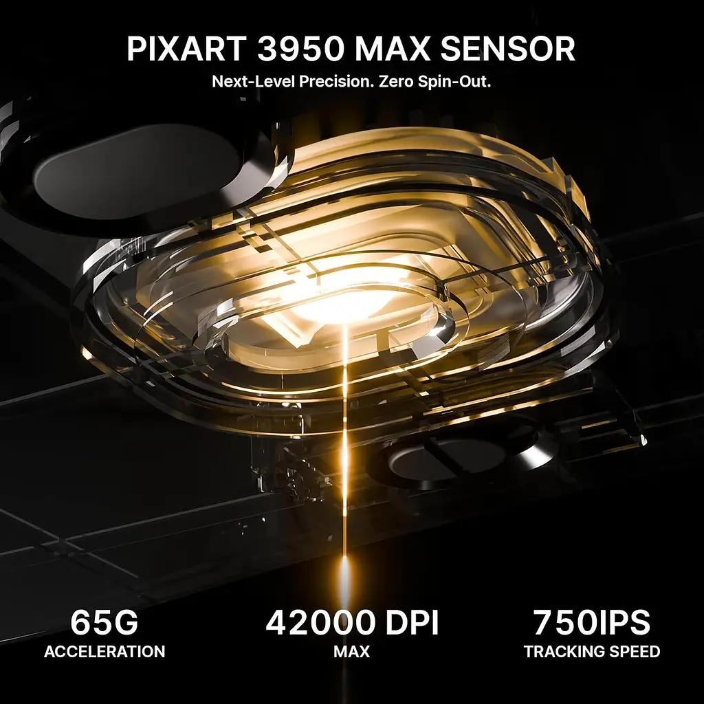 Бездротова миша ATTACK SHARK V8 42000 DPI PAW3950MAX Nordic 54L15 8K Чорна - фото 7