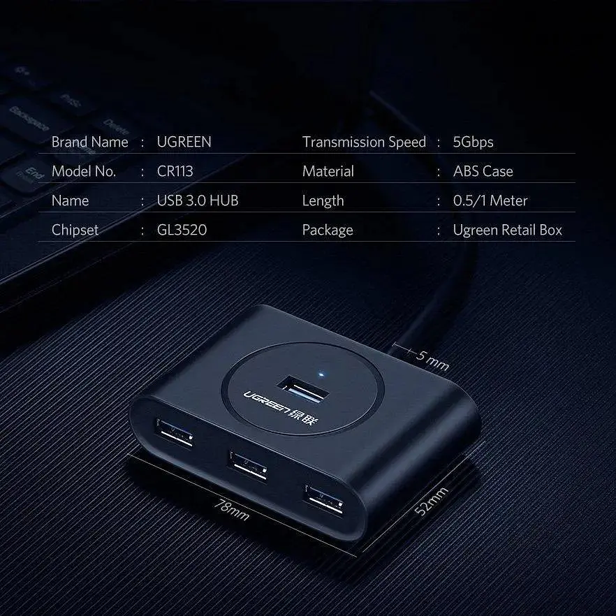 USB-Хаб Ugreen USB 3.0 Hub 0.5m (Black) (UGR-20290) - фото 7