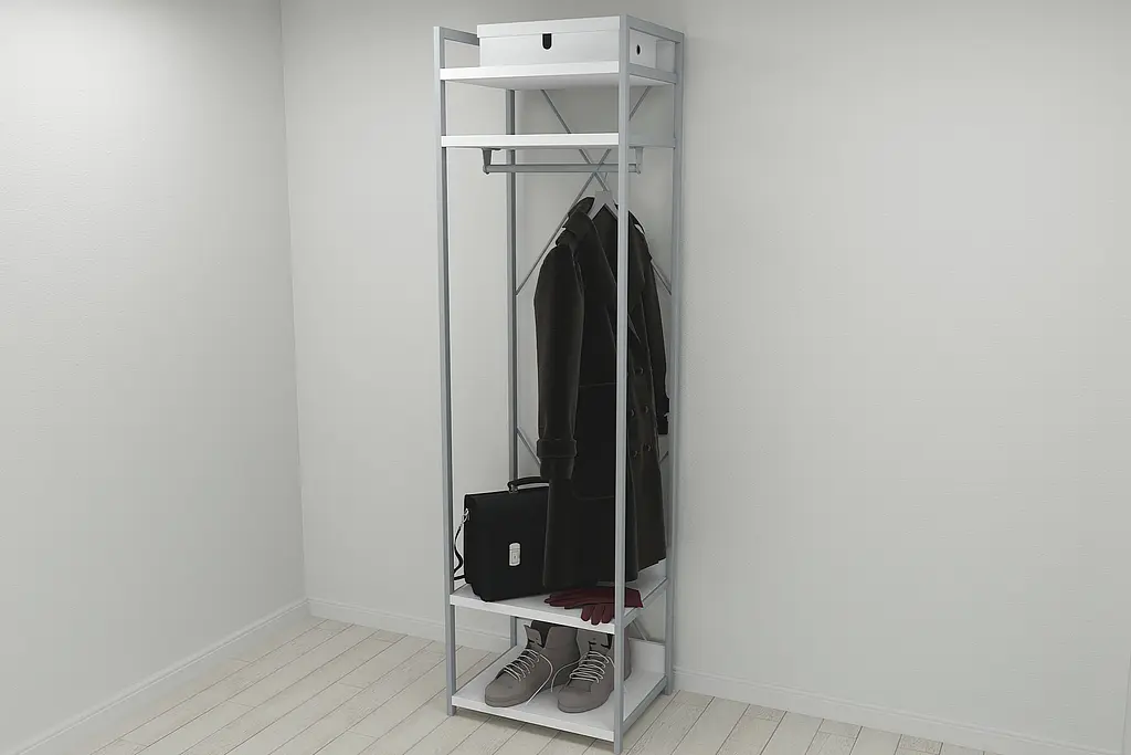 Шафа Гардероб Уні секція 2 серії Конект Ferrum-decor 220x60x50см Сірий метал ДСП Білий 32 мм (FRD-104539) - фото 8