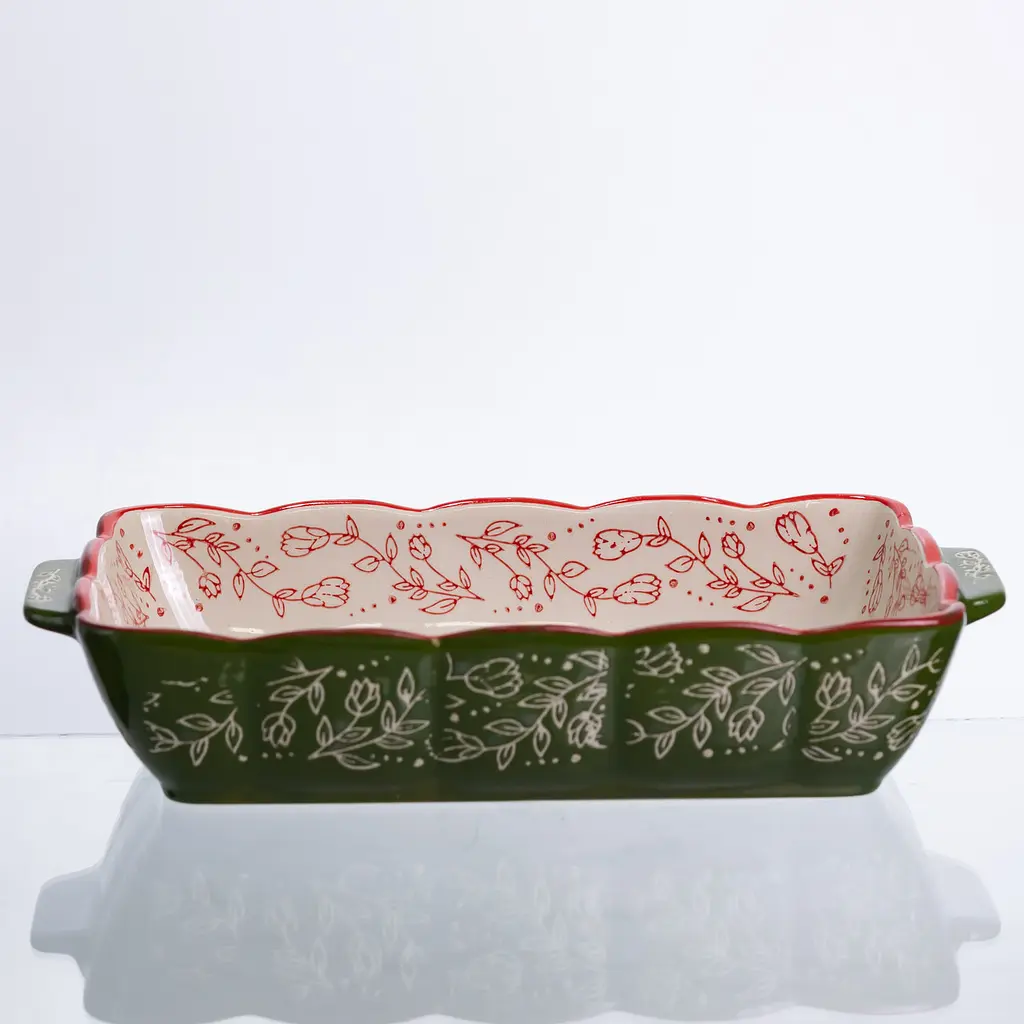 Форма для выпечки Vintage 28×17×5 (см) прямоугольная форма для выпекания в духовке с ручками Зеленый Yiwu HM05-10 - фото 7