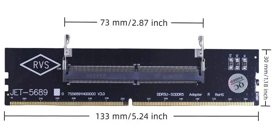 Конвертер Dynamode DDR5 Laptop SO-DIMM to Desktop DIMM RAM Memory - фото 5