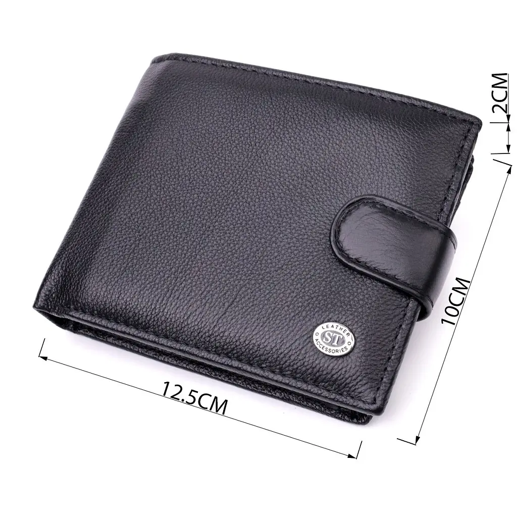 Чоловічий горизонтальний гаманець із натуральної шкіри ST Leather 22466 чорний - фото 3