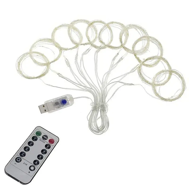 Гирлянда штора капля росы Sun Lamp 3х3 м 300 LED с пультом и USB питанием - фото 6