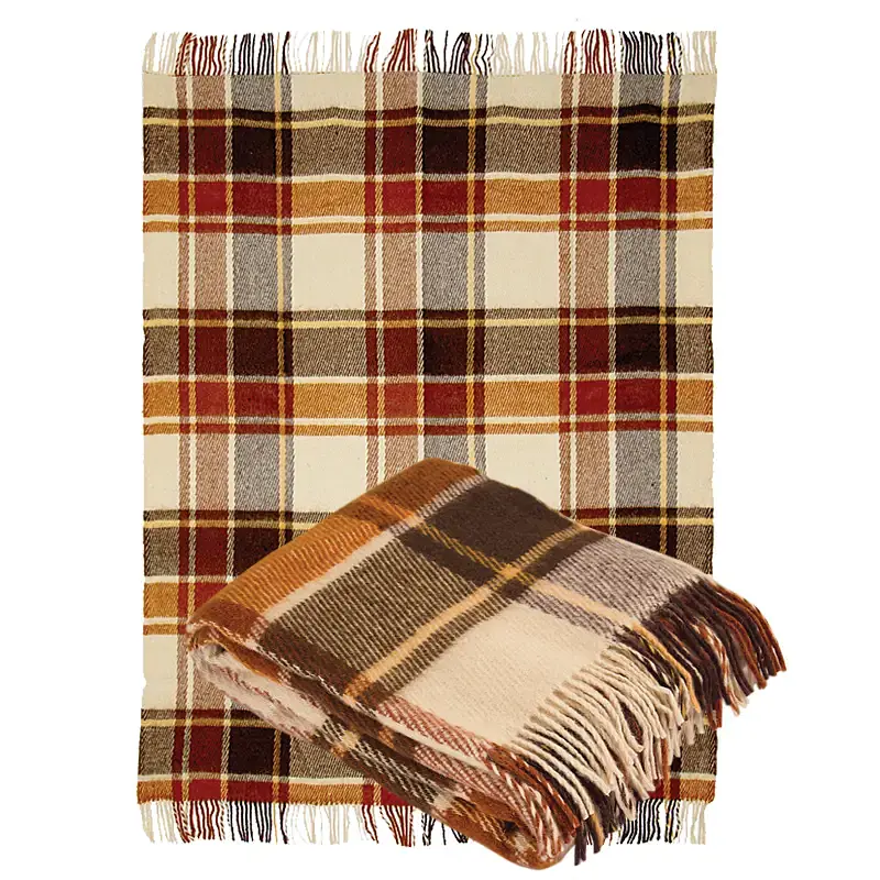 Плед Ярослав шерстяной 200х140 см коричневый с бежевым (40230) - фото 2