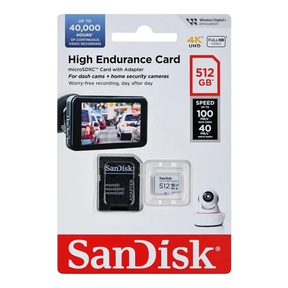 Карта пам'яті microSDXC (UHS-1 U3) SanDisk High Endurance 512Gb class 10 V30 (100Mb/s) (adapterSD) - фото 3