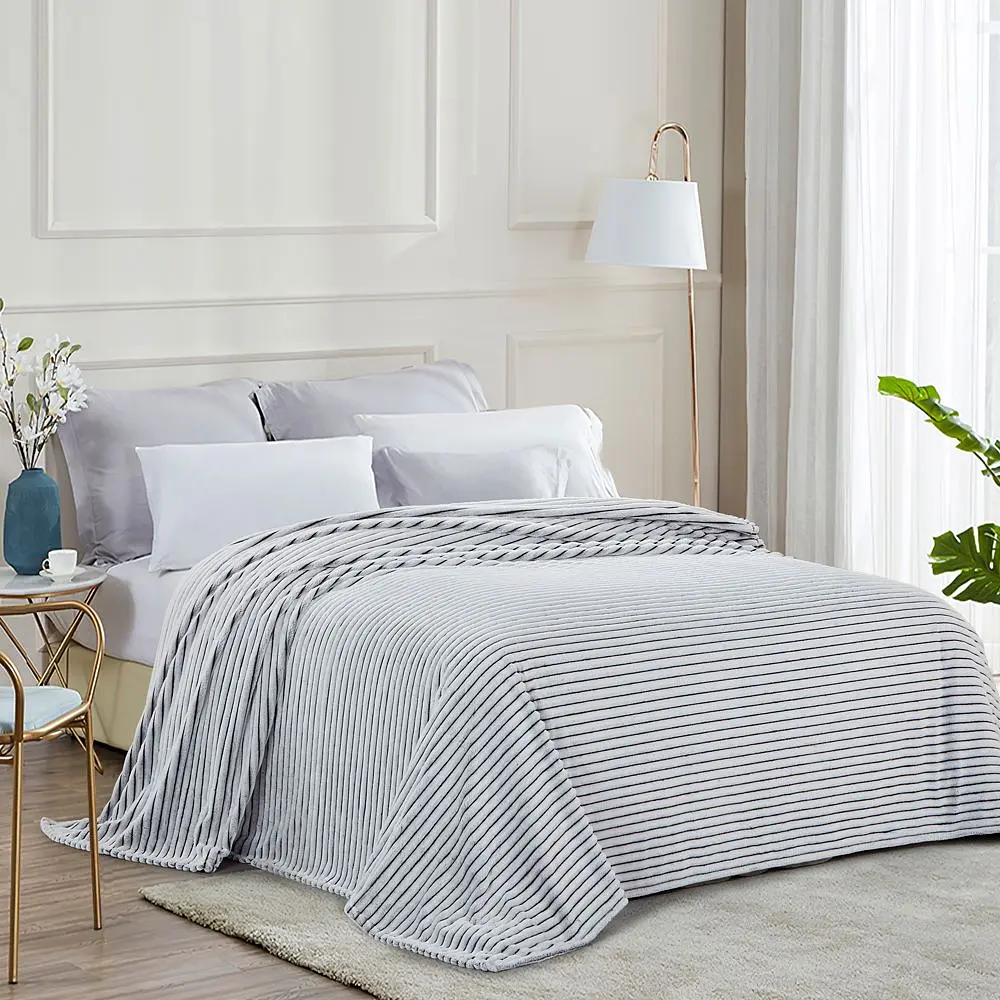 Плед Love You фліс смужка 150х200 см сірий (8172) - фото 4