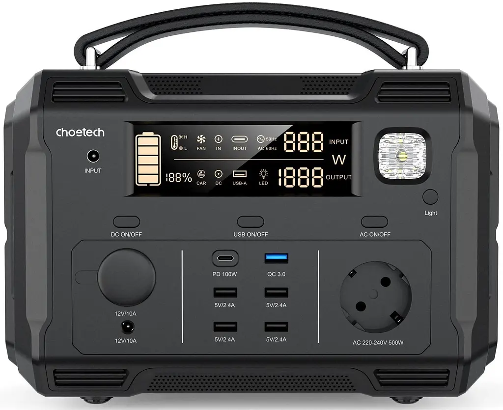 Зарядная станция Choetech BS004 / 500 Вт / 505 Вт/ч / Li-Ion (BS004-EU-BK) EU - фото 2