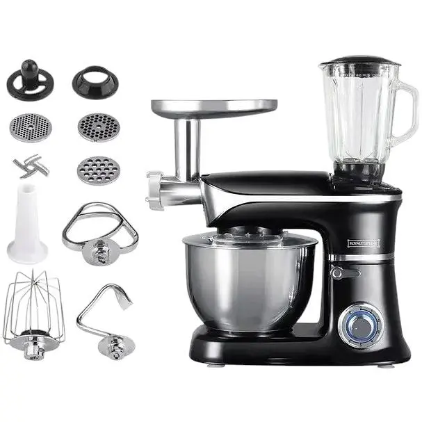 Кухонный комбайн Royalty Line PKM-1900.7BG 1900 Вт чаша 6.5 л удобный тестомес + мясорубка + блендер черный - фото 2