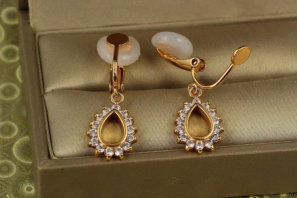 Сережки кліпси Xuping Jewelry крапельки 3,2 см золотисті - фото 2