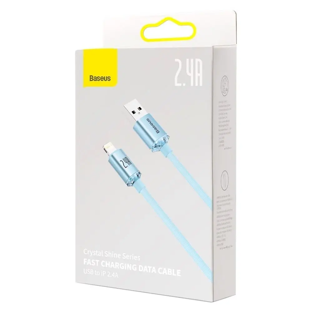 Кабель Baseus Crystal Shine USB - Lightning (M/M), 2.4A, 2 м Sky Blue (CAJY001203) - фото 6
