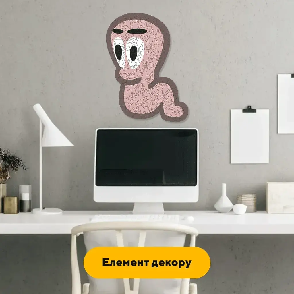 Дерев'яний фігурний пазл Хробак, А4, Картонна коробка 100 елементів - фото 5