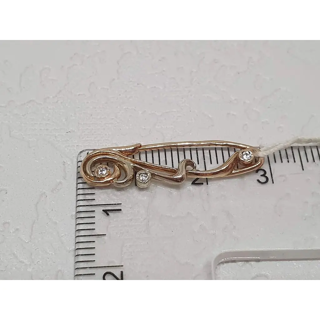 Золота брошка Гаразд з фіанітами. 3583354 - фото 3