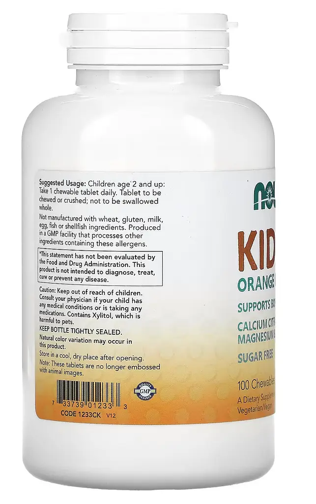 Kid Cal 100 жувальних таблеток добавка з кальцієм для дітей NOW Foods - фото 3