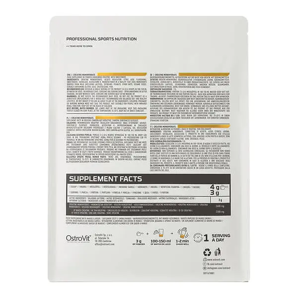 Моногідрат Creatine Monohydrate 500 грам Манго OstroVit vit0005357 - фото 2