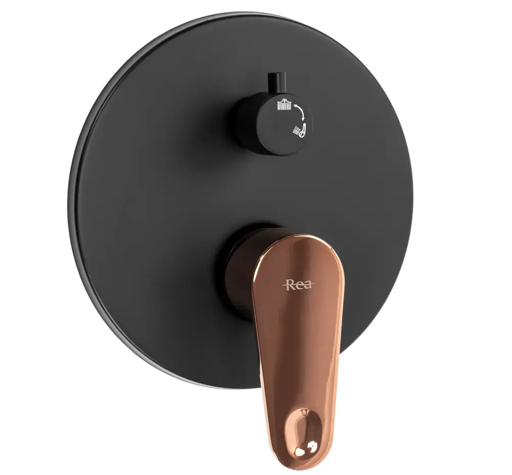 Душевая система скрытого монтажа Rea Mild + Box black rose gold REA-P9143, Черный - фото 5