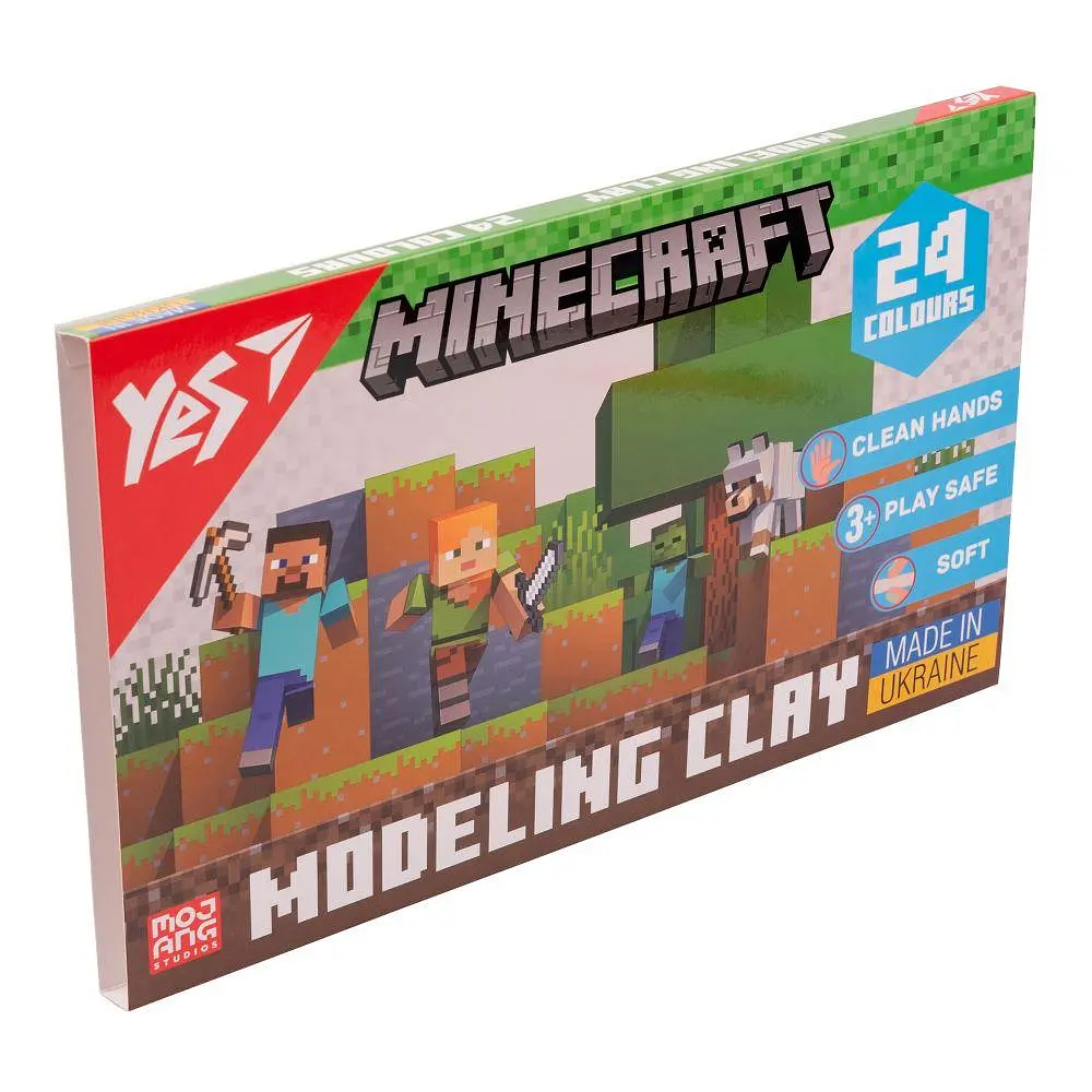 Пластилін YES 24 кольори 480 г Minecraft для ліплення та творчості (540682)