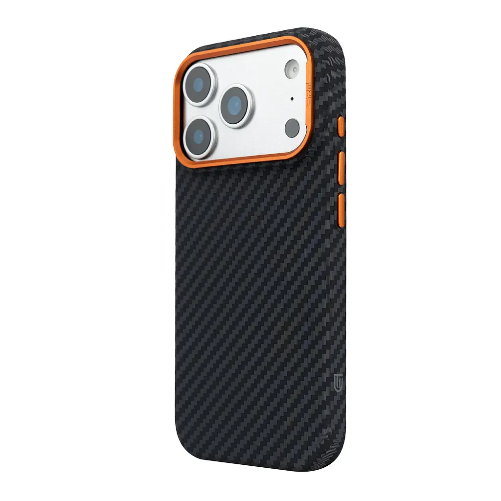 Карбоновый чехол для Apple iPhone 17 Pro Max, LikeCarbon2 SE MagCase, черный, тонкий защитный чехол-панель из поликарбоната с магнитами N52, MagSafe, противоударный, совместим с беспроводной зарядкой, приподнятые края для защиты камеры - фото 5