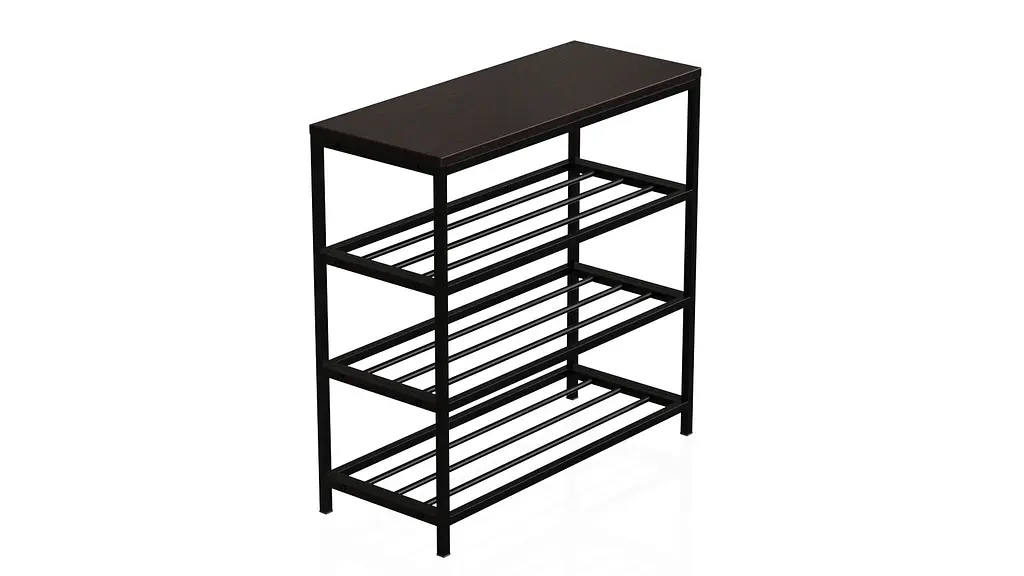 Полиця для взуття Слайм 3 Ferrum-decor 635x630x260 Чорний метал ДСП Венге Магія 16 мм (FRD-105157) - фото 5