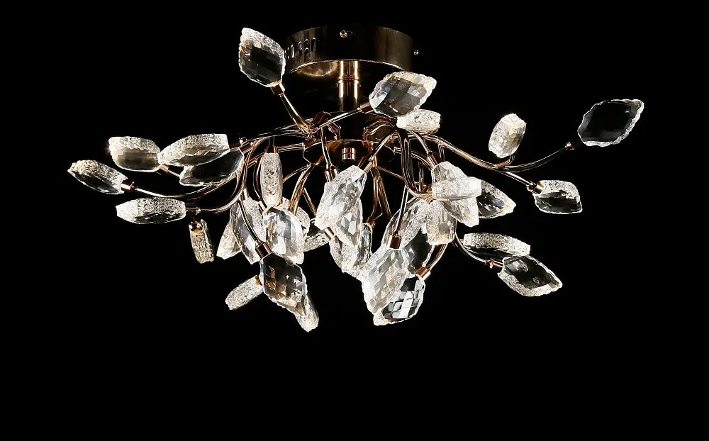 Стельова золота кришталева LED-люстра Splendid Ray L33144/8 (FGD), 65 см з гілками та кришталевим листям - фото 2