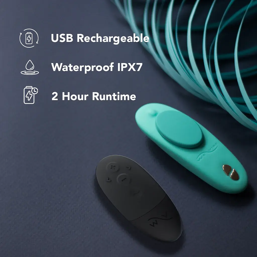 Вібратор We-Vibe Moxie+ Aqua у трусики зі смарт-управлінням - фото 8