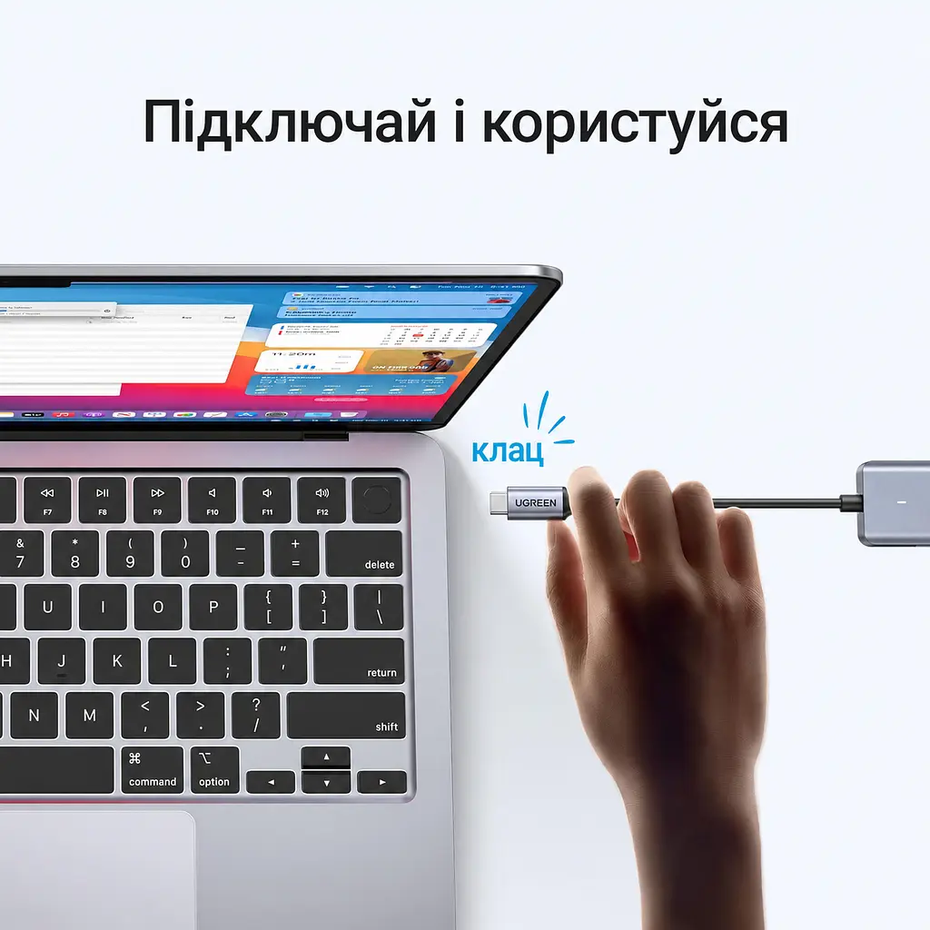 USB-хаб UGREEN CM219 концентратор з підключенням USB-C на 4 порти USB-A 3.0 передавання даних до 5 Гбіт/с з портом USB-C лише для додаткового живлення периферії для енергоємної периферії потрібен зарядний пристрій із підключенням до порту живлення USB-C Plug & Play для Windows macOS Linux для Android-пристроїв із USB-C та підтримкою OTG із захистом від перенапруги надструму та короткого замикання зі світлодіодним індикатором із вбудованим кабелем 0,15 м космічний сірий (70336) - фото 7