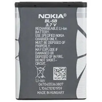 Батарея Nokia/Microsoft Nokia BL-5B Nokia 3220/3230/5070/5140/5200/6020/6021/6060/6070/6080 890 мА*год