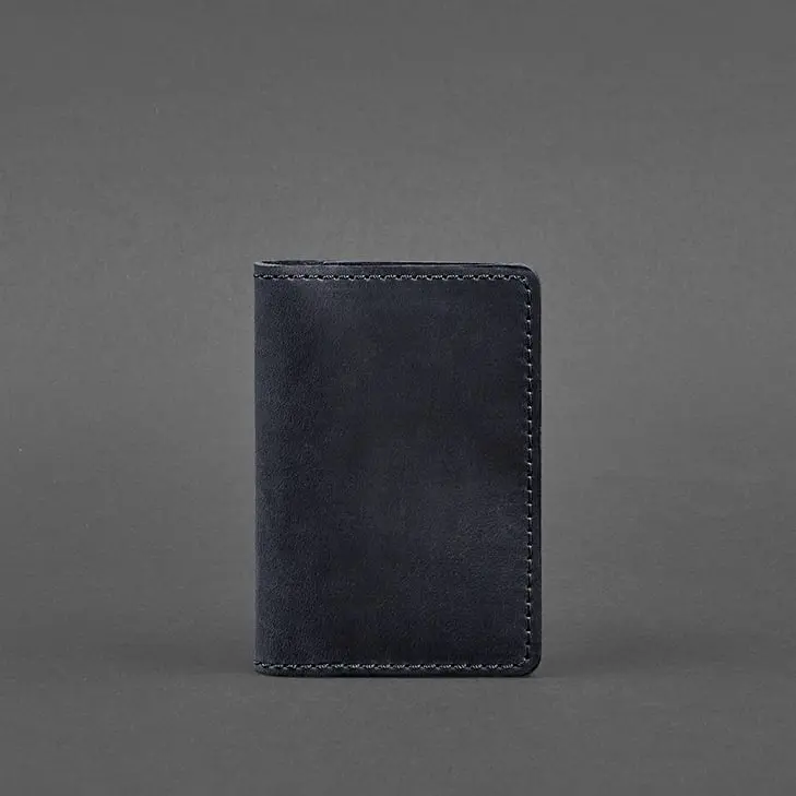 Шкіряний кард-кейс (візитниця) 6.0 синій Crazy Horse - фото 5