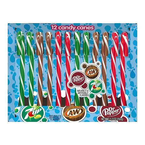 Льодяники тростини Candy Canes 12 шт Dr Pepper A&W 7UP, 150г