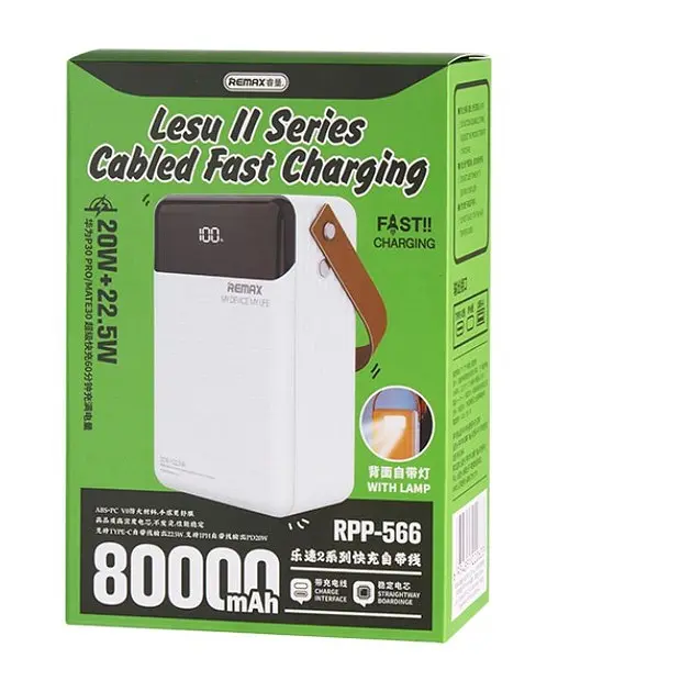 Зовнішній акумулятор Remax RPP-566 Lesu II 80000mAh білий - фото 2