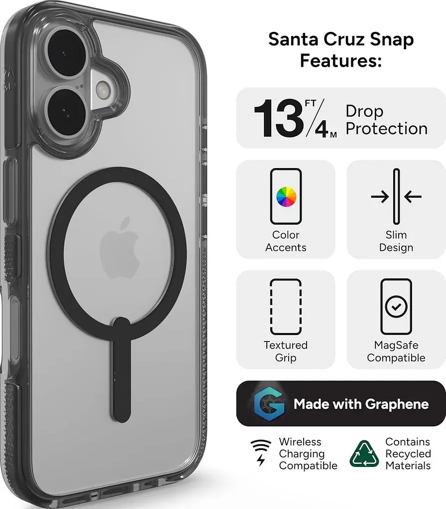 Чохол протиударний ZAGG Gear4 Crystal Palace MagSafe для iPhone 16 Прозорий + Чорний - фото 4