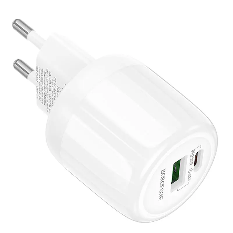 МЗП Borofone BA94A Lustrous PD30W+QC3.0 (1USB-A/1C) White - фото 3