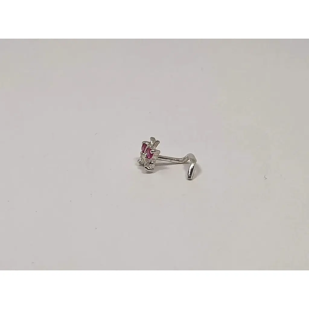 Серебряная серьга-пирсинг в нос Dear. 1041.4С Розовый - фото 2